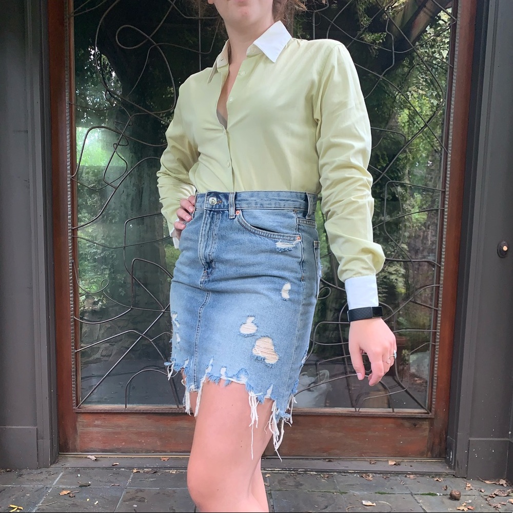 Zara ripped denim skirt
